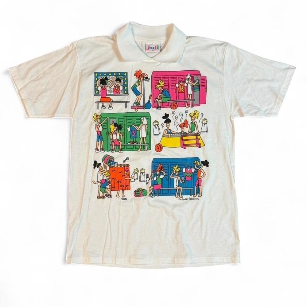 80s Retro JULI The Locker Room Graphic Polo Shirt‎ Size Medium EXTREMELY RARE